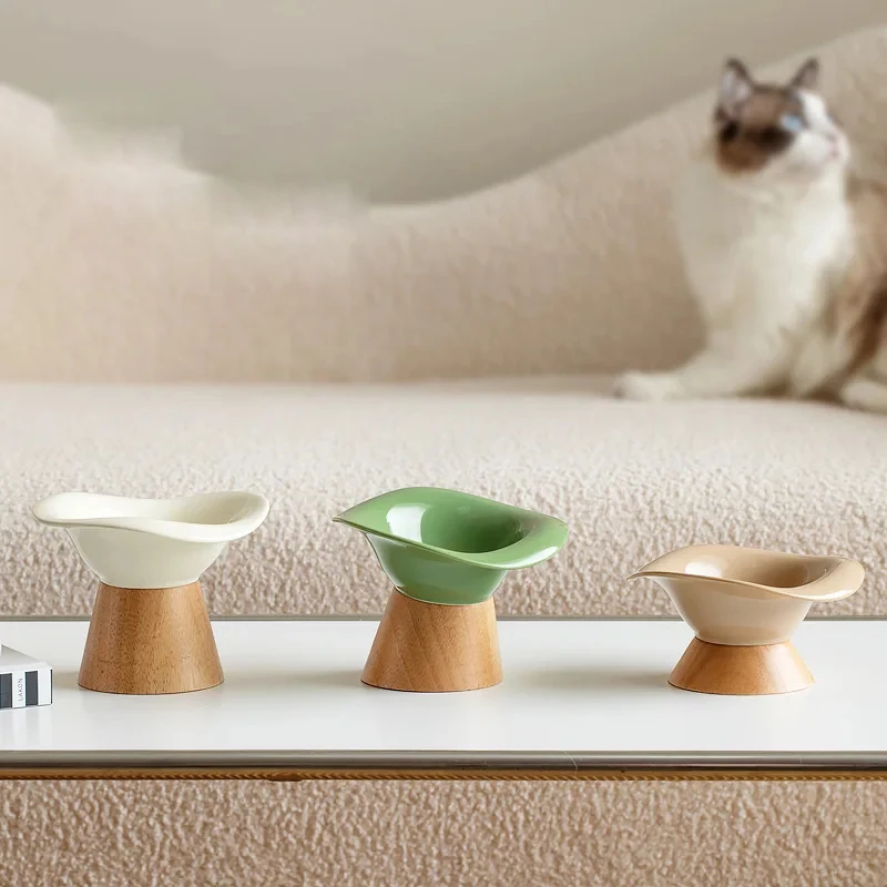 Elevated Ceramic Cat Bowls Tilted Food - Yaratıcı Seramik Kedi Mama Kabı, Ayrılabilir