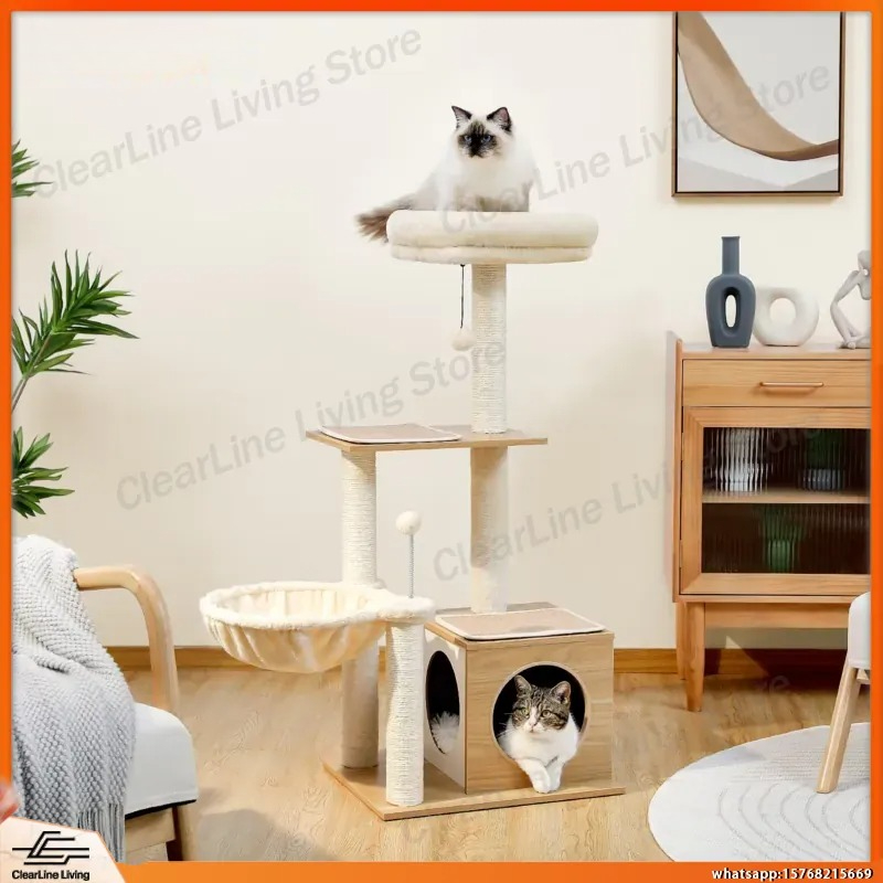 Cat Scratching Post Sisal Tree Tower - İç Mekan Kedileri İçin Modern Kedi