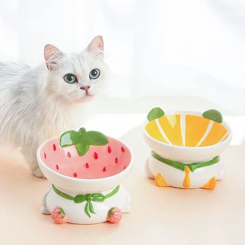 Elevated Ceramic Cat Bowls Tilted Food - Kedi Seramik Kase Küçük Köpekler İçin