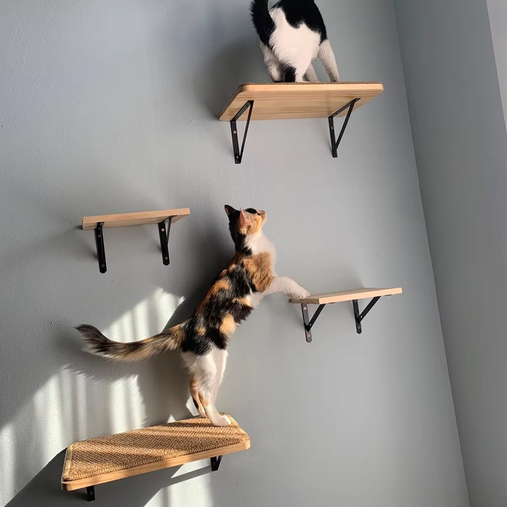 Cat Wall Climbing Shelves Hammock Wooden - Duvara Monte Edilebilen Ahşap Kedi Yatağı,