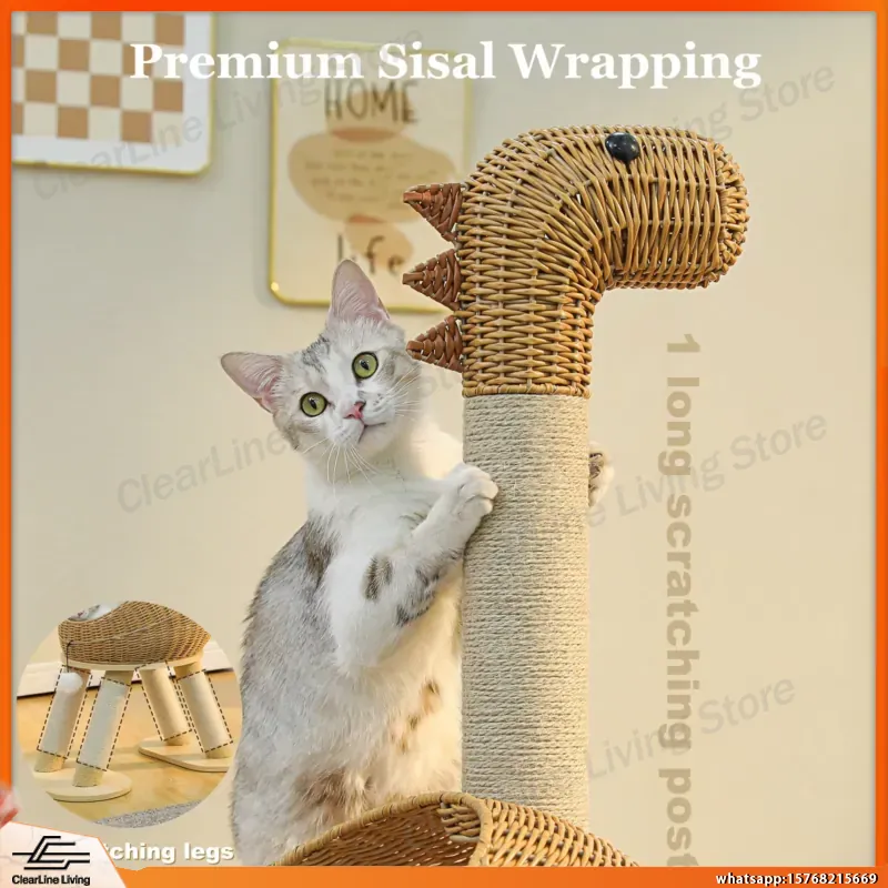 Cat Scratching Post Sisal Tree Tower - Dinozor Kedi Ağacı Kulesi, Sisal Tırmalama