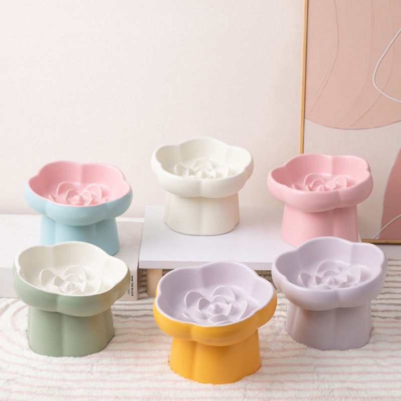 Elevated Ceramic Cat Bowls Tilted Food - Seramik Yükseltilmiş Kedi Yavaş Besleme Kabı