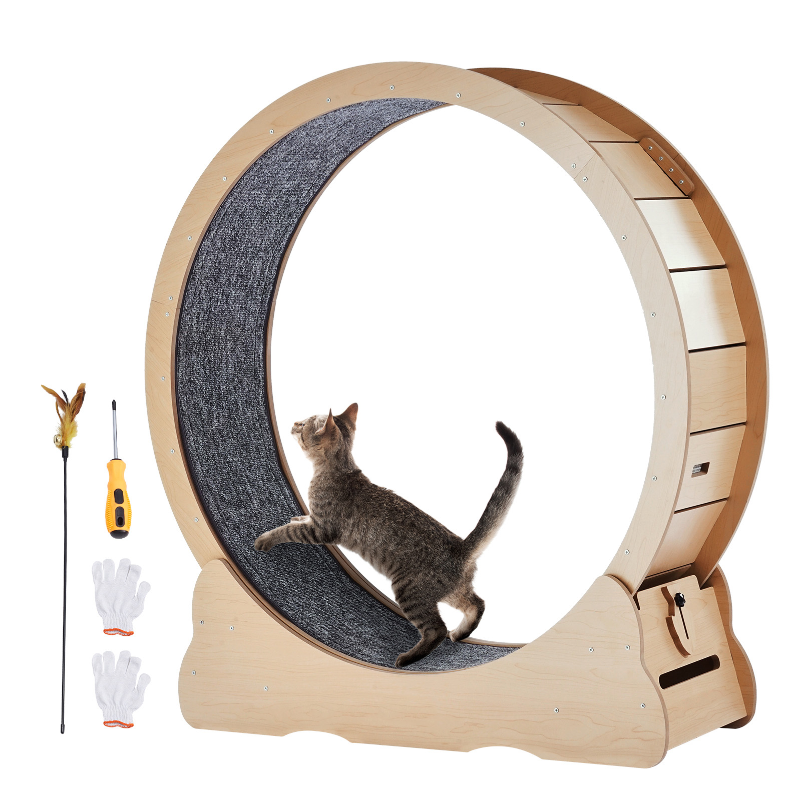 Cat Running Wheel Exercise Treadmill - SucceBuy Ahşap Kedi Egzersiz Tekerleği Büyük