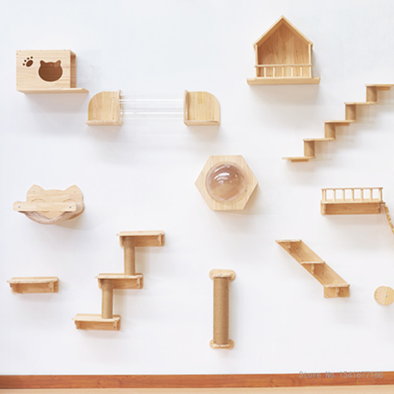 Duvara monte kedi hamak yatak, - Cat Wall Climbing Shelves Hammock Wooden incelemesi ve fiyatı
