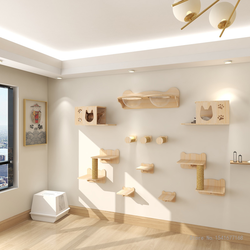 Duvara monte kedi hamak yatak, - Cat Wall Climbing Shelves Hammock Wooden incelemesi ve fiyatı