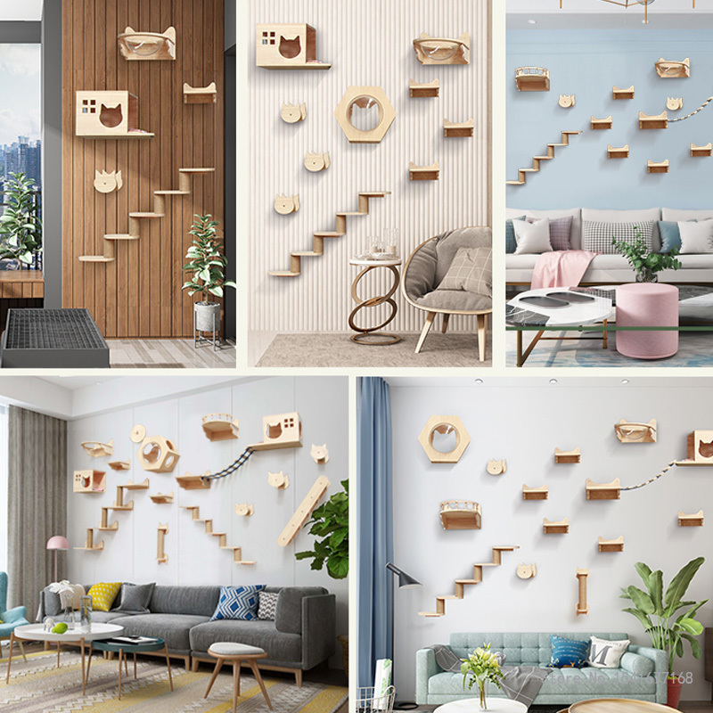 Duvara monte kedi hamak yatak, - Cat Wall Climbing Shelves Hammock Wooden incelemesi ve fiyatı