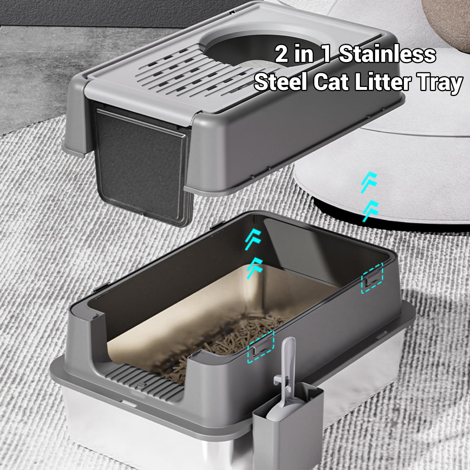 Yüksek Kenarlı Paslanmaz Çelik - Self Cleaning Cat Litter Box Automatic incelemesi ve fiyatı