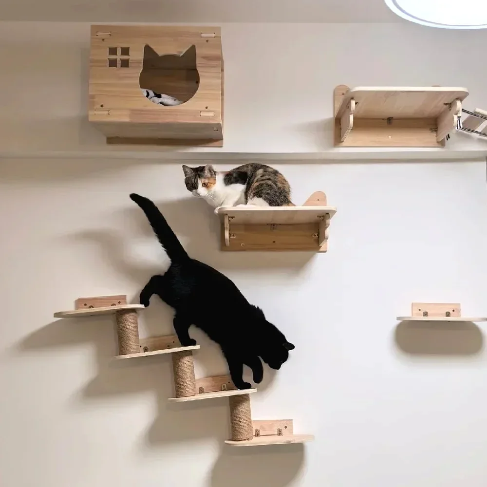 Ahşap Kedi Ağacı, Kedi Duvarı  - Cat Wall Climbing Shelves Hammock Wooden incelemesi ve fiyatı