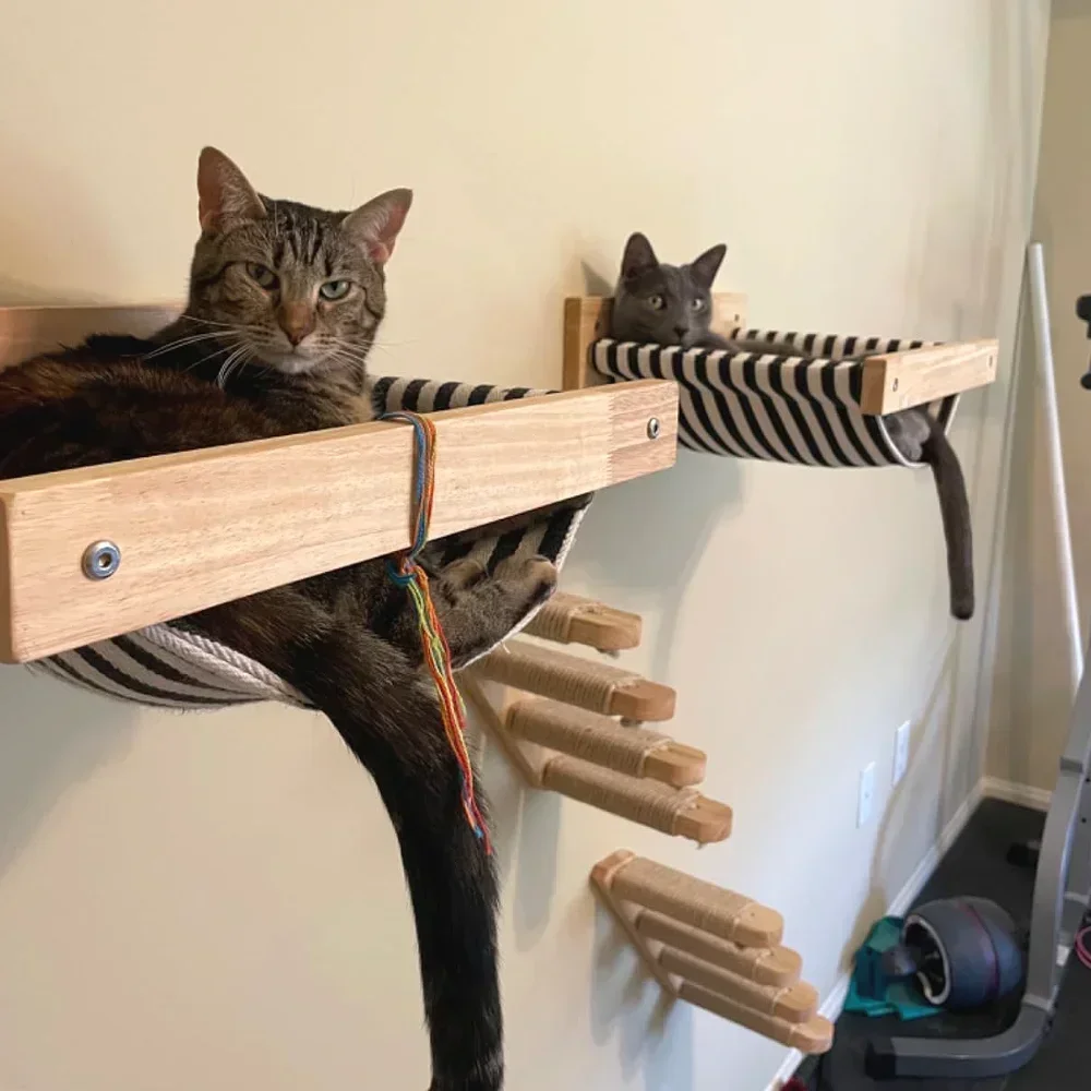 Ahşap Kedi Ağacı, Kedi Duvarı  - Cat Wall Climbing Shelves Hammock Wooden incelemesi ve fiyatı