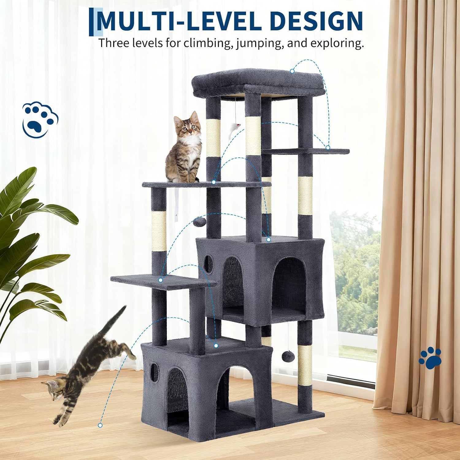 Tacleekii 61 inç Kedi Ağacı, E - Cat Scratching Post Sisal Tree Tower incelemesi ve fiyatı
