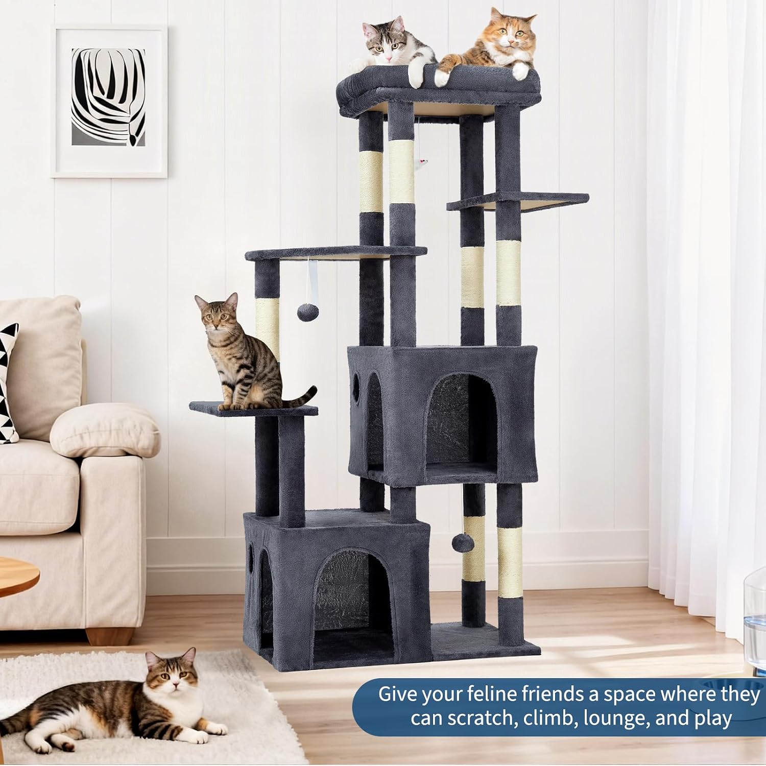 Tacleekii 61 inç Kedi Ağacı, E - Cat Scratching Post Sisal Tree Tower incelemesi ve fiyatı