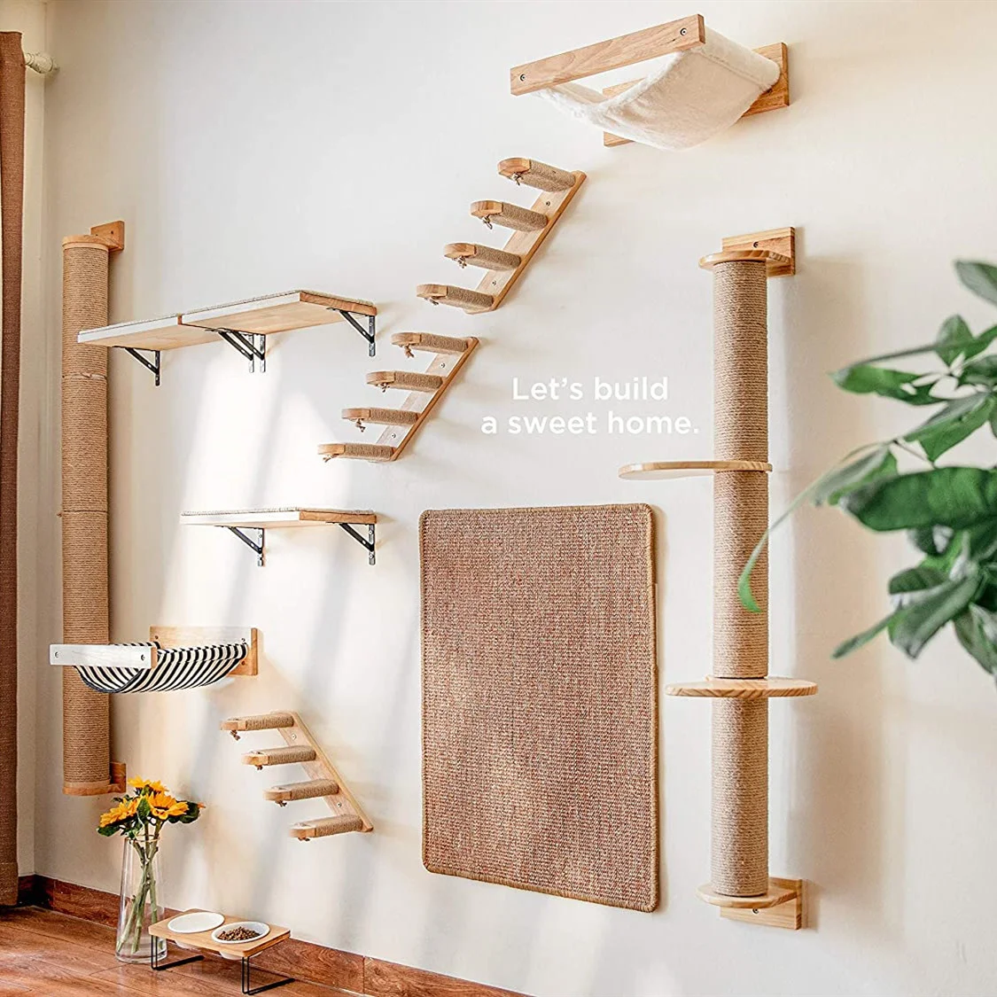 Duvara monte Kedi Hamak Yatak  - Cat Wall Climbing Shelves Hammock Wooden incelemesi ve fiyatı